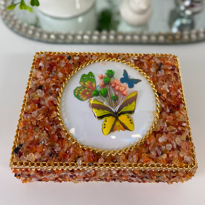 Square Jewelry Box in Red Agate